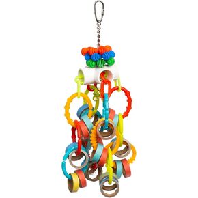 حلقات منتجات Prevue Pet Products 'N Rings - لعبة الطيور الجسدية والعقلية 60252