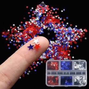 Suncalla 300 Pcs Star Confetti Memorial Day Red White Blue Star Patriotic Glitter 4th of July Sequin Metallic Foil for DIY Crafts Party Independence Day Wedding Birthday Decorations