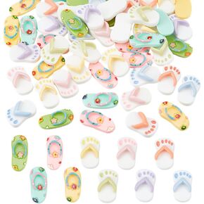 NBEADS 60Pcs 10 Styles Mini Resin Flip Flops, Cute Mini Resin Summer Slipper Miniature Flip Flops for Jewelry Making DIY Scrapbooking Embellishments Cellphone Case Decor