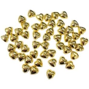 Syntego 50pcs Flat Backed Metallic Gold Pearl Heart Shaped Bead Embellishments for Crafting