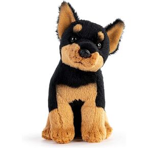 DEMDACO Animalcraft Black and Brown 6 x 4 x 3 Inch Plush Beanbag Stuffed Animal Doberman Pincher