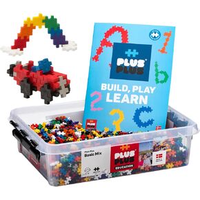 PLUS PLUS Plus-Plus - Open Play Set - 3,600 Piece in Storage Tub - Basic Color Mix - Construction Building Stem Toy, Interlocking Mini Puzzle Blocks for Kids, Assorted, 100