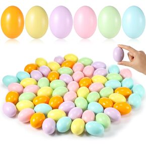 72 PCS عيد الفصح البيض الخشبي ديكورات الخشب مزيف البيض بشكل كبير للحرف اليدوية فو ، تلعب دور الدجاج في عيد الفصح للهدايا السلة مواد حشو المنزل ديكور المطبخ (الطبيعة)
