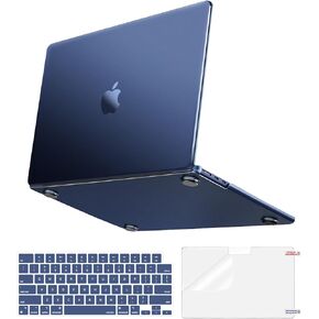 Mosiso متوافق مع MacBook Air 15 بوصة Case M4 M3 M2 2025 2024 2023 الإصدار A3241 A3114 A2941 ، 100 ٪ مطابقة اللون ، حالة صعبة للغاية وغطاء لوحة مفاتيح ملونة مطابقة ، Midnight Clear