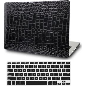 CAST CASE الصلب المحمول متوافق مع غطاء حالة MacBook 12 بوصة مع شبكية العين عرض 2017 2016 2015 إصدار النموذج A1534 ، حالة تمحرة جلدية طباعة القشرة الواقية وغطاء لوحة المفاتيح ، أسود