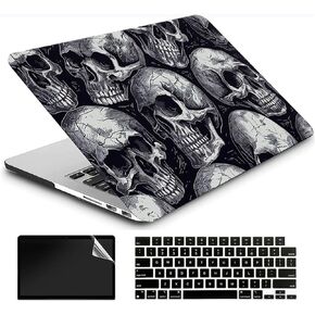 متوافق مع Macbook Pro 15/15.4 بوصة الحالة A1398 2015 2014 2013 2012 إصدار مع شبكية العين ، حالة قذيفة صلبة بلاستيكية + غطاء لوحة المفاتيح + حامي الشاشة - الجماجم