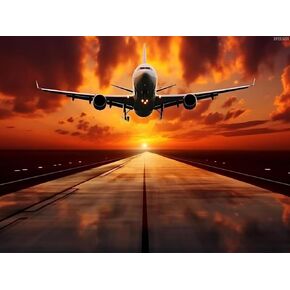 Ipissoi 5D طائرة الطائرات الماس أطواق الطلاء Airplane أقل من المدرج عند غروب الشمس للبالغين ، DIY الحفر الكاملة الفنون والحرف اليدوية ، لهدايا ديكور الجدران المنزلية 12x16in/30x40cm