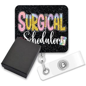 Agmdesign Surgical Screduler مضحك شارة الشارة مقطع التمساح قابل للسحب ، شارات جدولة ، هدايا بكرة لجدولة الجراحة الطبيب الطبيب الطبيب ، حامل هوية الممرضة ، شارة جراحية مقطع