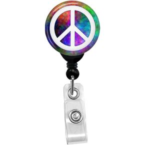 علامة سلام بيضاء على Plasma Rainbow الخلفية المخصصة شارة شارة قابلة للسحب