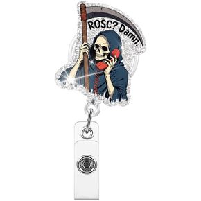 Funny Badge Reels Retractable Glitter with Clip, Dark Humor Badge Holder for Nurse Med Surg Emergency Room Physician Healthcare Worker Night Shift Nurse Nursing Student