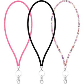 8 Pack ID Card Lanyard Strap with Keychain Holder for Women, Bling Crystal Neck Lanyards ID Holder Clip for ID Card & Keys Strap