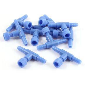 XMHF 10 PCS الأزرق البلاستيكي T على شكل مائي 2 طريق صمامات التحكم في مضخة الهواء لخزان السمك