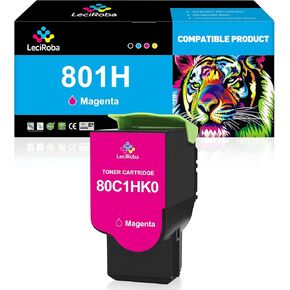 LeciRoba 80C1HM0 Magenta Remanufactured Toner Cartridge for Lexmark 801H 80C1HM0 for Lexmark CX410 CX410de CX410dte CX410e CX510 CX510dthe CX510dhe CX510de Printer (Up to 3K Pages, 1-Magenta)