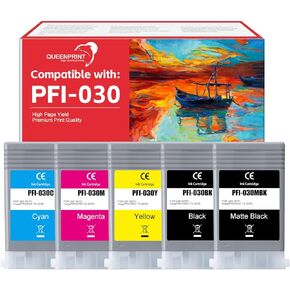 PFI-030 حبر خرطوشة حبر متوافق مع طابعة حبر PFI-030 MBK لـ Canon PFI-030MBK TA-20 TA-30 (2 أسود غير لامع) 2-pack