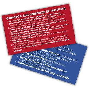 Spanish Protester Constitutional Rights Wallet Sized Cards Bulk 50pk 2x3.5" Free Speech Guide Reference Law Enforcement ICE Know Your Rights