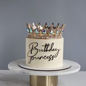 Birthday Princess Cake Side Decoration, Acrylic Gold Birthday Princess Cake Topper for Girls Party Decoration Supplies
