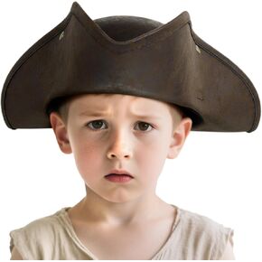VZQI Pirate Hat for Kids Distressed Colonial Style Tricorn Hat for Boy Halloween Costume Accessory Pro 3-13T
