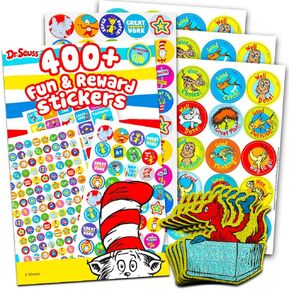 Dr. Seuss ملصقات Party Party Pack - Cat in the Hat Sticker Sheets (480 ملصقًا إجمالي ، Seuss Party Supplies)