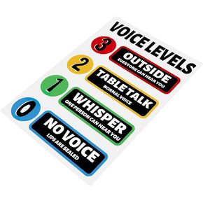 Voice Level Sticker Classroom Rules Wall Decor, Waterproof Pvc, Easy to Clean, Multi-Color, 12.59 X 8.26 Inch, Ideal for School, Cafe, Shop, Bar, Teacher must Haves, Classroom Management Decor