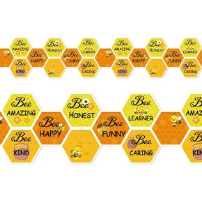 32.8ft Bee Bulletin Border الأصفر البرتقالي النحل Daisy Deisy Die Die Cut Trim Border Roll for World Bee Summer Classroom Decord School Decor