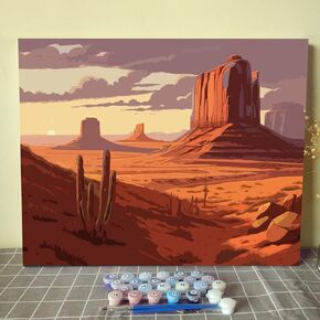 Desert Landscape Paint by Numbers Kits Canvas DIY Oil Painting for Kids, Students, Adults Beginner with Brushes and Acrylic Pigment - Desert Landscape Photo Gift 16x20 inch (Without Frame)