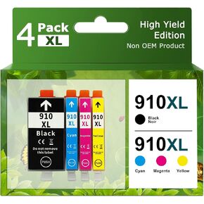 LEDES 910XL Ink Cartridges for 910 XL Ink Cartridges Combo Pack Replacement for 910 Ink Work for OfficeJet Pro 8020 8025 8028 8035 Printer (Black, Cyan, Magenta, Yellow, 4 Pack)