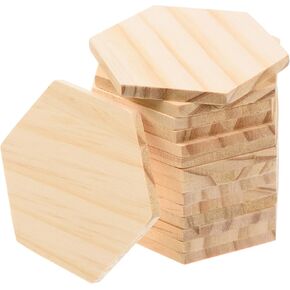 AWIZOM 36 PCS غير مكتملة من الخشب سداسيت سداسي 3.54x2.99 الصنوبر الأشكال المسدس خشبية فارغة شرائح سداسية خشبية لمشاريع DIY ، نقش ، حرق الخشب ، الطلاء (0.35 "سميكة)