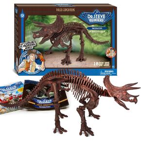 GeoWorld Triceratops Skeleton Model Kit - بناء نسخة طبق الأصل من هيكل عظمي Triceratops - إشراك لعبة التعلم العلمي للأطفال الذين تتراوح أعمارهم بين 6+