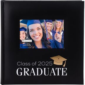 Malden International Designs 4x6 2-Up Graduation 2025 Photo Photo Black Book Bound Memo Corner Molects Hard Cover Cover Front Cover Window Window