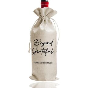 DOI-LANEE Thank you Wine Bag, Wine bottle Bag, Thank You Appreciation Party Favor, Beyond Grateful Gifts for Hostess (DL069)