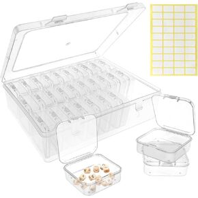 31pcs Bead Organizer Box مع ملصقات - نظام تخزين متين للخرز للتنظيم المنزلي ، الصياغة الشخصية ، استخدام السفر ، فرز العناصر الصغيرة ، مستلزمات المجوهرات واستخدام مساحة العمل