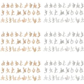156 Pcs Silver Gold Mini Metal Alphabet Letter Charms A-Z for Bracelet Necklace Jewelry Making