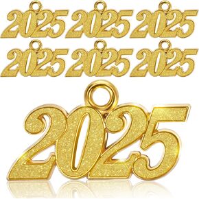 80Pcs 2025 Charm, Graduation Tassel Charm, Graduation Decorations 2025, Graduation Pendant Gold Charms for Graduation Cap Tassel 2025 Number Charms for Jewelry Making (Gold)