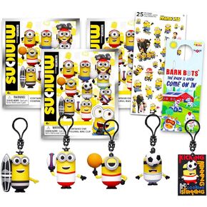 Minions Blind Bag Party Favors 3 Pack - حزمة مع 3 مقاطع أكياس تصويرية قاسية بالإضافة إلى ملصقات ، المزيد | مقطع حقيبة Me Minions Despicable Me Minions للأطفال