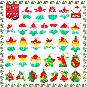 Christmas Pop Fidget Toys Bulk Its Christmas Party Favors for Kids 30 PCS Mini Pop Keychain It Christmas Stocking Stuffers Goodie Bag Stuffers Fidgets for Classroom Prizes for Kids Party Supplies