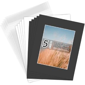 Golden State Art, White Pre-Cut 16x20 Picture Mat for 11x14 Photo with White Core Bevel Cut Mattes Sets. Includes High Premier Acid Free Mats & Backing Board & Clear Bags (25 Kit)
