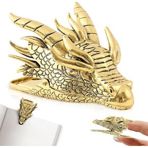 المرجعية الرجعية Dragon Head - حامل الصفحة - قراءة مقطع ورقة لمكتب المدرسة المنزلية - هدية للطلاب للطلاب ومحبي الكتب (الذهب)
