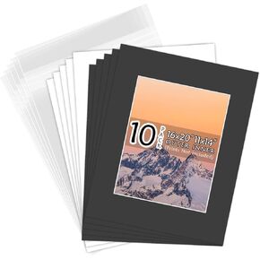 Golden State Art, White Pre-Cut 16x20 Picture Mat for 11x14 Photo with White Core Bevel Cut Mattes Sets. Includes High Premier Acid Free Mats & Backing Board & Clear Bags (25 Kit)
