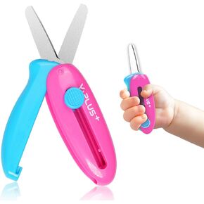 Safety Scissors for Kids, Retractable Small Scissors for Toddler Craft Ages 3-5 2-4 1-3, Cute Pink Toddler Craft Preschool 3Pcs in Kuwait