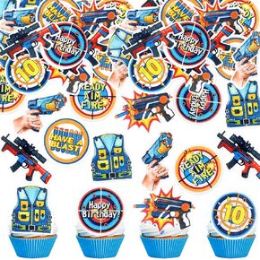 Ercadio 24 Pack Dart War Party Cupcake Toppers Dart War Cake Picks Kids Birthday Gun Picks Target Bullet Dart War Party Baby Shower Decoration Supplies