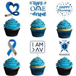 12PK Happy Dialserary Cupcake Topper Kit - الرسائل الملهمة ، المرتفعة - الاحتفال بالمراسلة.