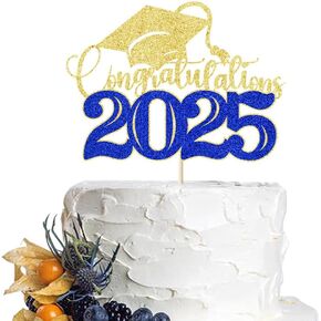 Congratulations 2025 Cake Topper，Congrats 2025 Grad Cake Topper，Congratulations Wedding, Retirement, Birthday, Anniversary Party Decoration Supplies(Dark blue green -9)