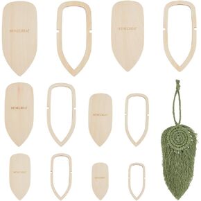 Penecreat 12 PCS قالب قطع الريشة Macrame ، قوالب قطع الخشب ، أداة macrame للهواء الجدار المعلقة ونسج الشرابة ، قوالب حرفية DIY ، سميكة 3 مم
