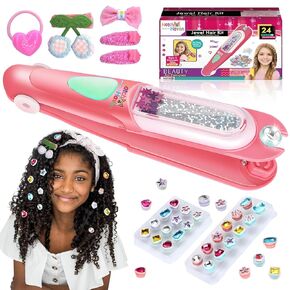 Hair Gems Stamper Kit for Girls, Bling Hair Jewels Gem Stapmer, Hair Styling Tool with Reusable Shining Diamonds, Hair Jewels Bedazzler Birthday Gifts for Girls 3-12
