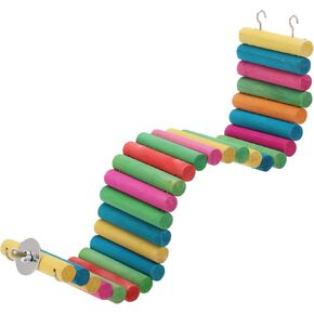 Hamster Bridge, Flexible Bendy Climbing Ladder, Hanging Wooden Hamster Stairs for Small Animals, 15.75" L x 2.36" W, Rainbow Color in Kuwait