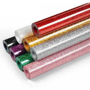 HTVRONT Glitter HTV Heat Transfer Vinyl - 8 Pack 10" x 3FT Glitter Iron on Vinyl, Easy to Cut htv Vinyl for All Cutting Machines