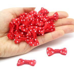 60pcs Mini Ribbon Bows Polka Dot Small DIY أقواس الشريط القوس للملابس للخياطة عيد ميلاد عيد ميلاد هدية حزب الالتفاف (اللون الوردي الساخن)