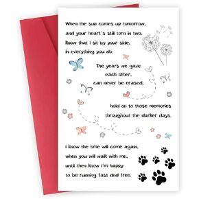 Pet Loss Sympathy Card for Dog Cat, Sympathy Gifts Loss of Cat,Pet Memorial Gift, Condolence Cards for Dog Lover