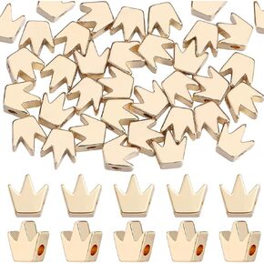 Beebeecraft 50pcs Crown Beads 14 k Gold Prass Golden Spacer Beads with 1.4mm hole for diy netcleace monder.