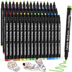 DAPAWIN 48 Fabric Markers, Fabric Markers Permanent for Clothes, Fine Tips Art Marker Set for Clothes Onesies Bibs White Pillow Canvas Tote Bags-Non Toxic, Indelible and Permanent Fabric Paint. in Saudi Arabia